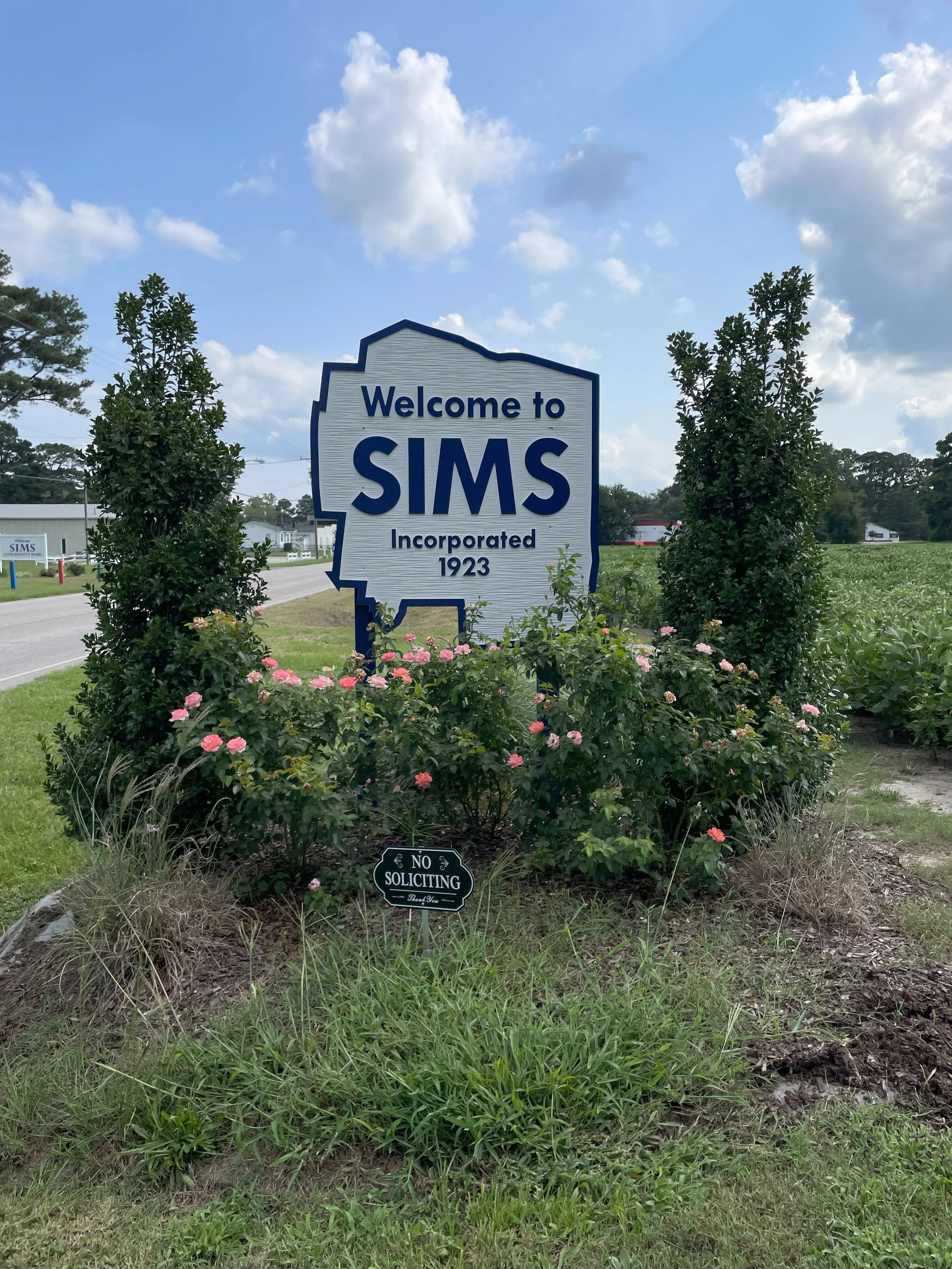 Welcome to Sims Incorporated 1923 Sign