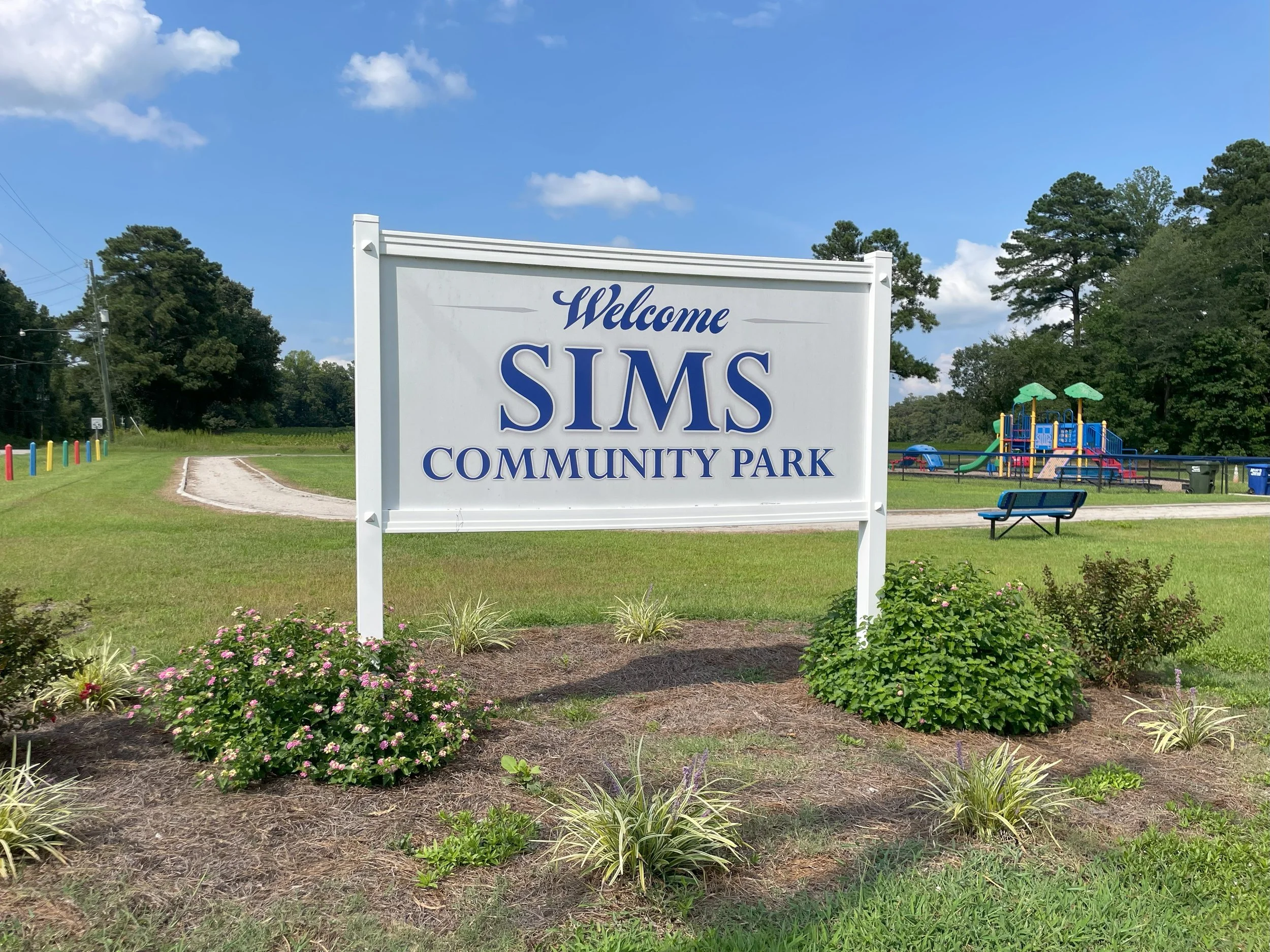 Welcome- Sims Commumity Park Sign