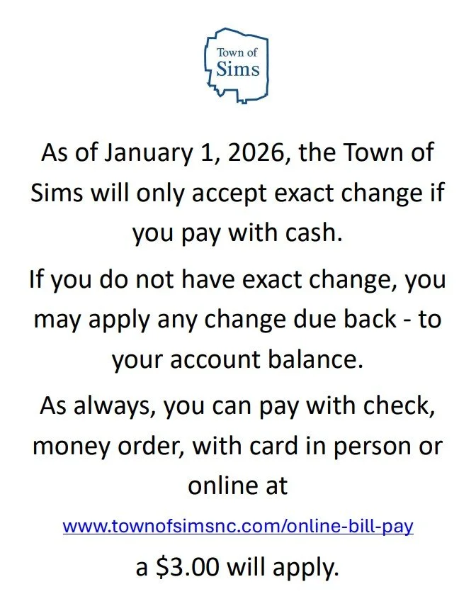 Exact Change Flyer with Information. Clickable photo to online bill pay tab.