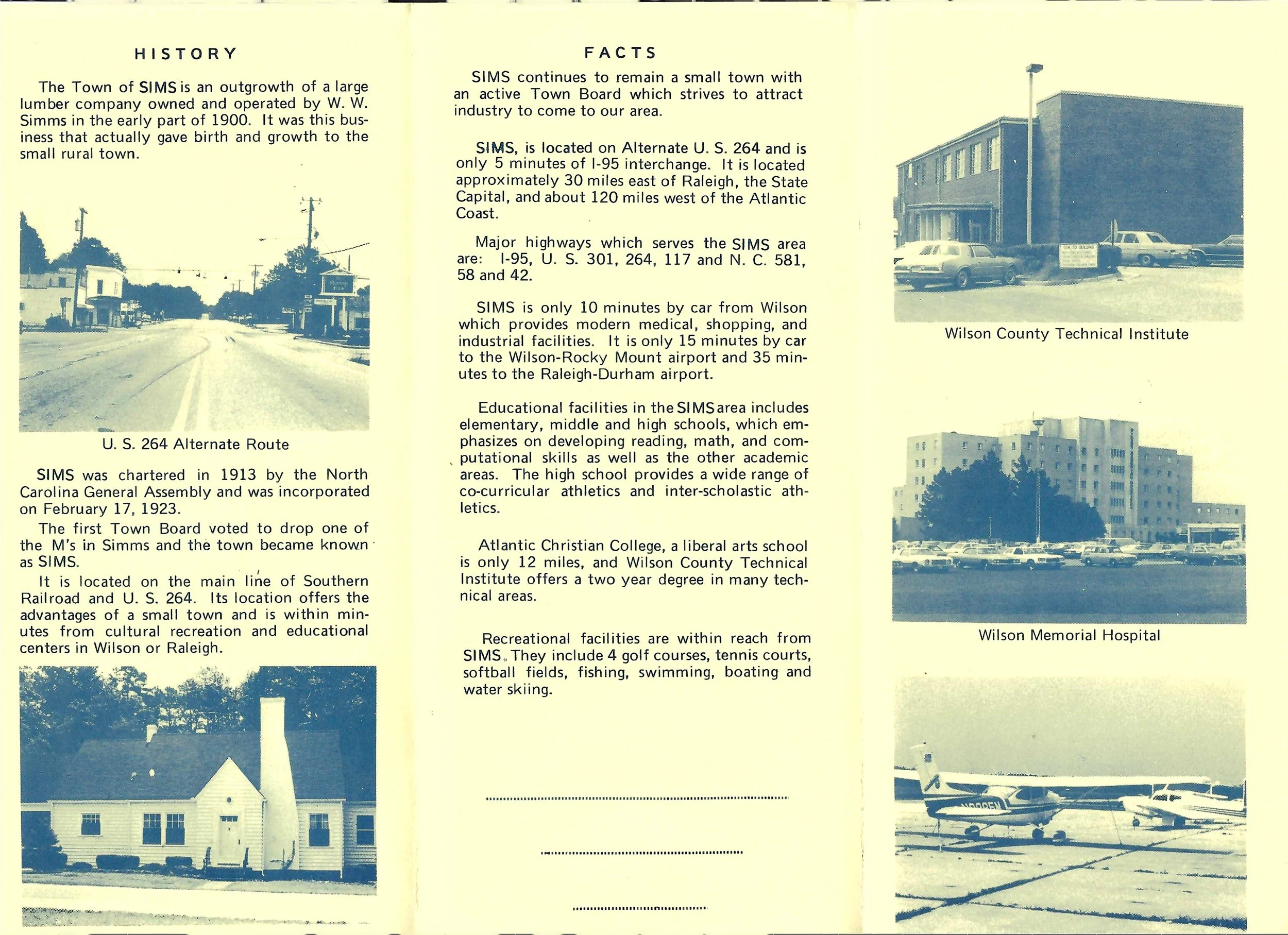 Old Town of Sims Brochure inside
