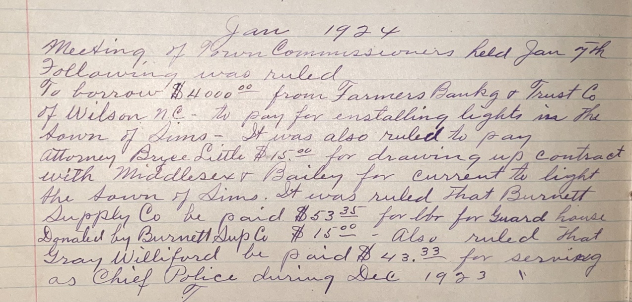 Handwritten Town Minutes from 1924